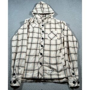 YoungLA Version 2.0 Flannel Shirt Mens‎ Medium Plaid Button Front Hooded Shacket